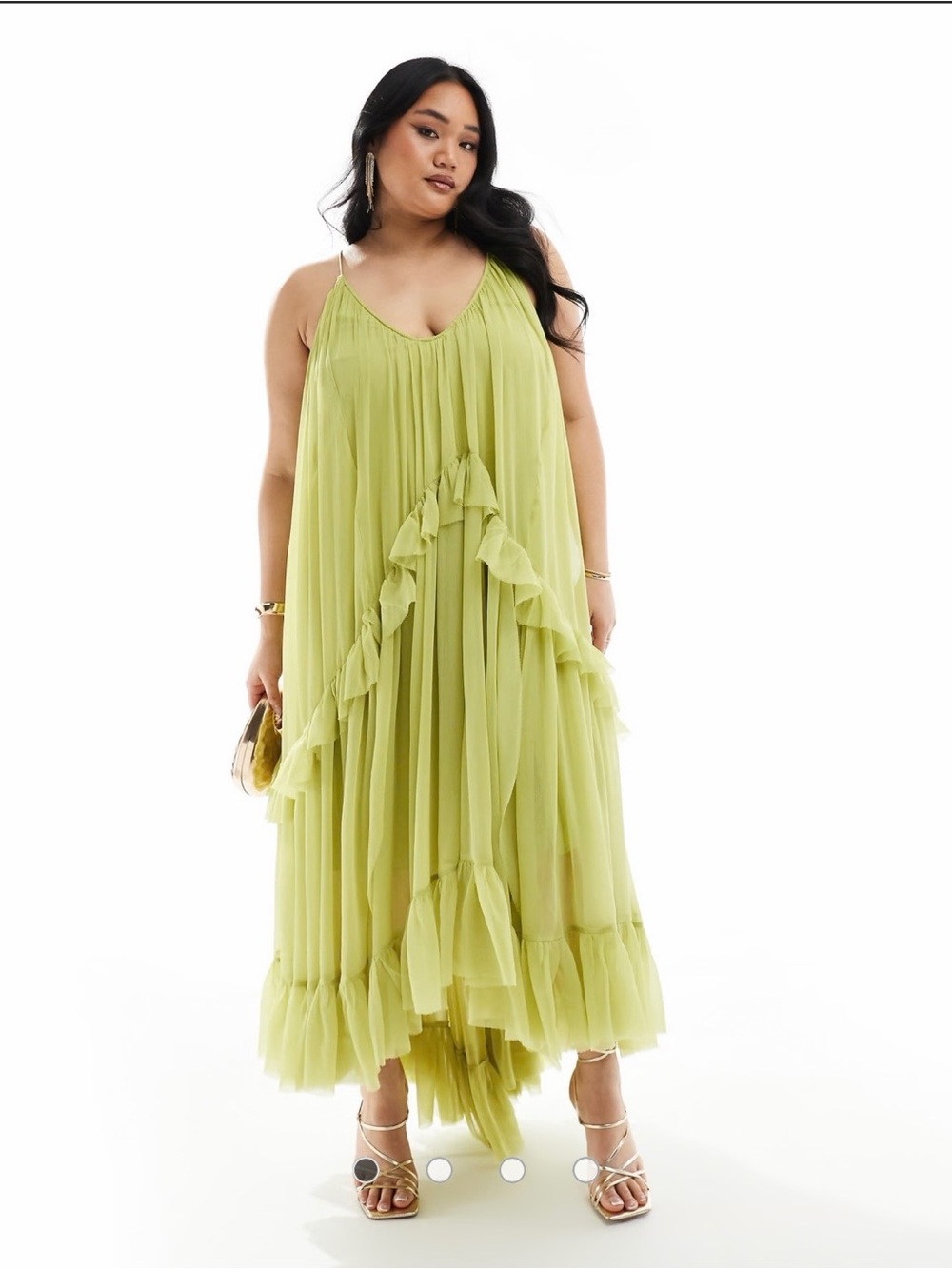 Plus Size Lime Green Ruffled Chiffon Maxi Dress - ASOS
